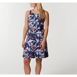 Columbia PFG Freezer III Dress Womens Size Medium Fishing Navy Floral UPF Casual